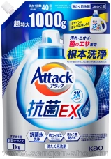 Концентрированное жидкое средство для стирки KAO Attack 3X "Тройная сила", с ароматом свежести, мягкая упаковка с крышкой, 1000г.