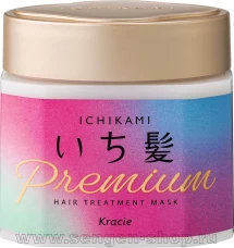 Маска для защиты и восстановления волос KRACIE Ichikami Premium Hair Treatment Mask, на основе масел премиум-класса, с ароматом цветущей вишни, банка 200г.