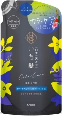 Восстанавливающий кондиционер для ухода за окрашенными волосами KRACIE Ichikami Color Care&Base, с ароматом цветущей горной вишни и цветков лимона, сменная упаковка 330г.