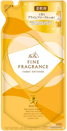 Парфюмированный кондиционер-ополаскиватель для белья NS FAFA JAPAN Fine Fragrance Beaute, с ароматом свежей зелени, персика, магнолии, сандалового дерева и кедра, сменная упаковка, 500мл.