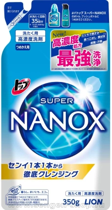 Концентрированное жидкое средство для стирки белья LION Top Super Nanox, сменная упаковка, 350г.