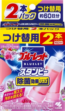 Дезодорирующий очиститель-цветок для туалетов, KOBAYASHI Bluelet Stampy Relaxing Aroma, с цветочным ароматом, запасной блок, 28гХ2шт