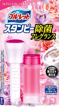 Дезодорирующий очиститель-цветок для туалетов, KOBAYASHI Bluelet Stampy Floral, с нежным ароматом роз, 28г
