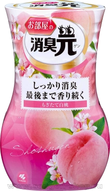 Жидкий дезодорант для комнаты KOBAYASHI Shoshugen for Room White Peach, с ароматом сочного персика, 400мл.