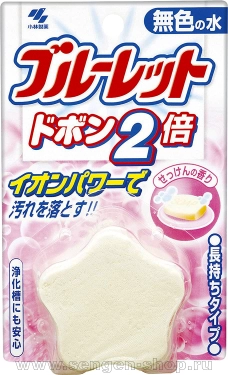 Таблетка для бачка унитаза очищающая и дезодорирующая, KOBAYASHI Bluelet Dobon Double Soap, с ароматом мыла и чистоты, 120г
